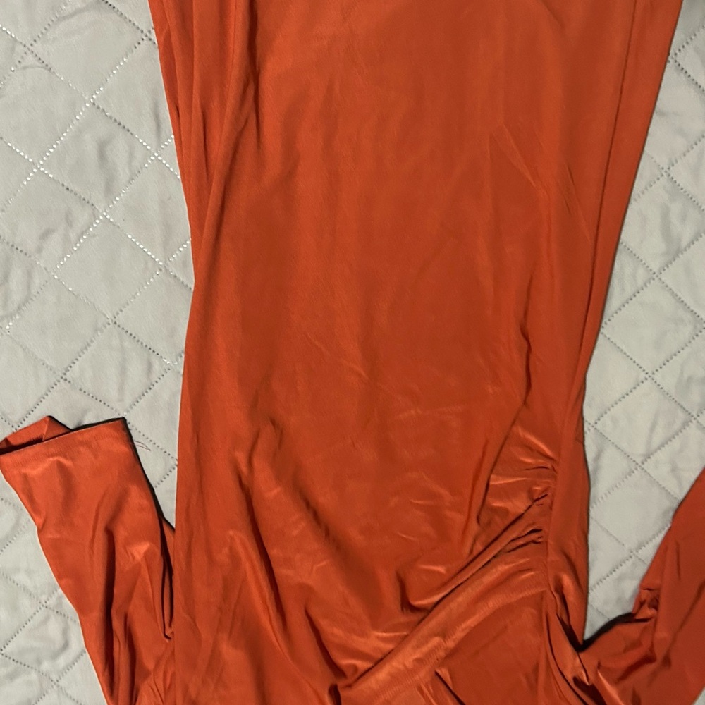 Rust Orange Long Sleeve Dress